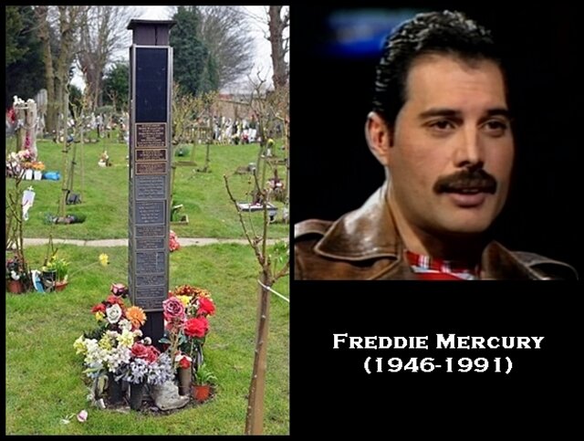 Picture Shows: What is thought to be A memorial plaque to Queen singer FREDDIE MERCURY at Kensal Green Cemetery in West London.