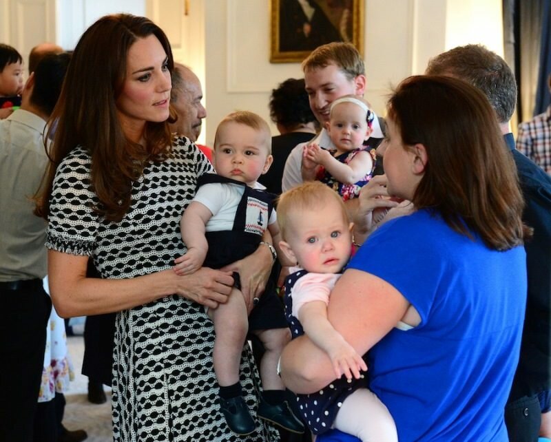 The Duke and Duchess of Cambridge and Prince George attend an event for Plunket nurses and parents with their young children at Government House, as part of their tour of New Zealand and Australia in Wellington, New Zealand, on the 9th April 2014.